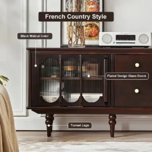 طاولة تلفاز بأبواب زجاجية