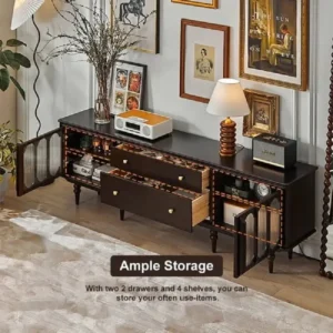 طاولة تلفاز بأبواب زجاجية