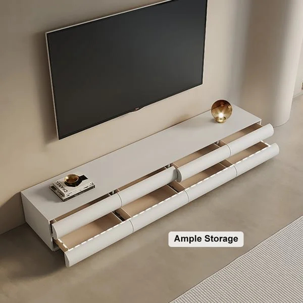 طاولة تلفاز مع مساحة تخزين بتصميم مميز