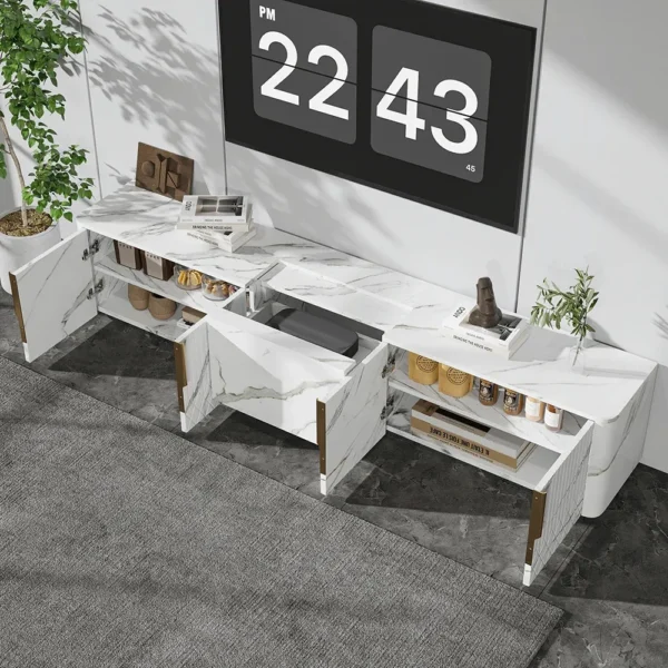 طاولة تلفاز بأبواب تخزين