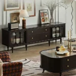 طاولة تلفاز بأبواب زجاجية