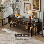 طاولة تلفاز بأبواب زجاجية