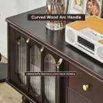 طاولة تلفاز بأبواب زجاجية