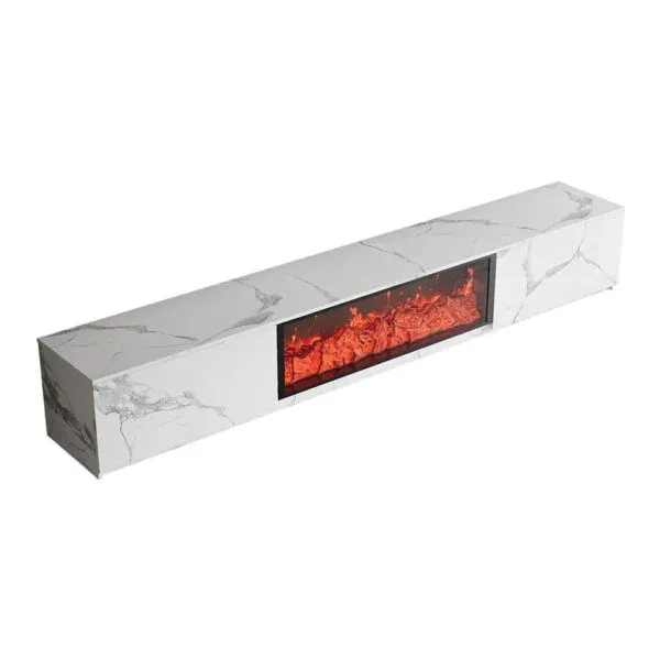 طاولة تلفاز خشبي مع مدفأة كهربائية 