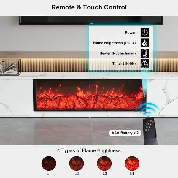 طاولة تلفاز خشبي مع مدفأة كهربائية 
