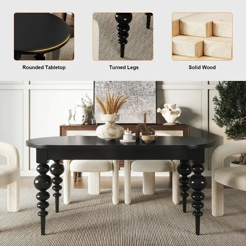 طاولة طعام بيضاوية قابلة للتمديد