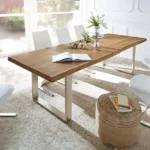 طاولة طعام خشب بتصميم ريفي