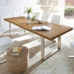 طاولة طعام خشب بتصميم ريفي