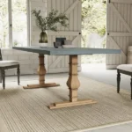 طاولة طعام خشب مستطيلة بتصميم ريفي