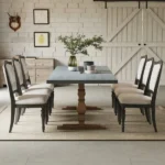 طاولة طعام خشب مستطيلة بتصميم ريفي