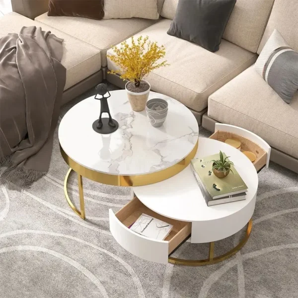 طاولة قهوة مستديرة عصرية بتصميم متداخل