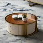 طاولة قهوة دائرية عصرية بسطح من الرخام