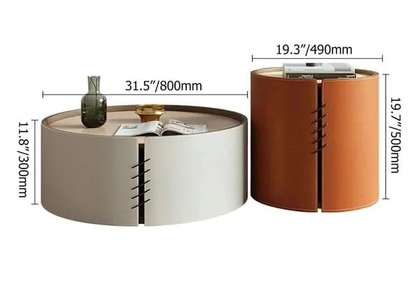 طاولات قهوة دائرية من الجلد