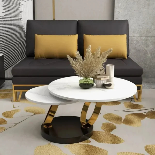 طاولة قهوة قابلة للتمديد مع قاعدة دائرية