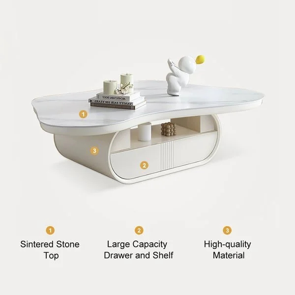 طاولة قهوة سحابية الشكل مع سطح رخام