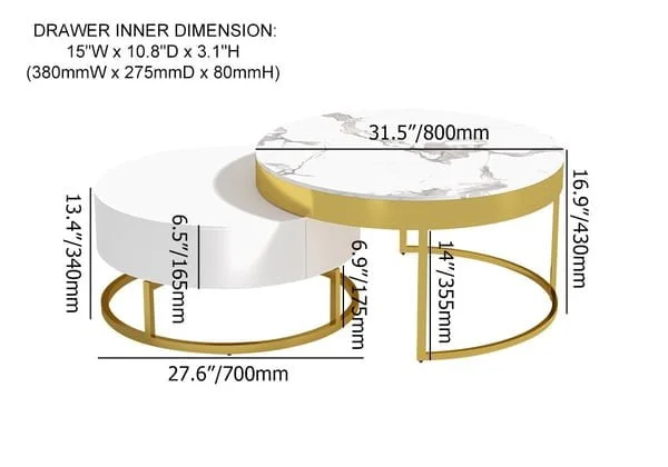 طاولة قهوة مستديرة عصرية بتصميم متداخل
