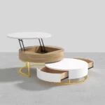 طاولة قهوة مستديرة عصرية مع سطح قابل للرفع