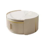 طاولة قهوة دائرية بسطح من رخام