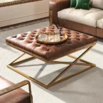 طاولة قهوة مربعة من الجلد