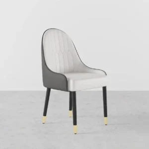 كرسي طاولة طعام عصري من الجلد مع أرجل معدنية