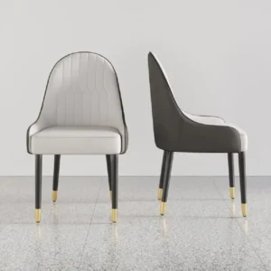 كرسي طاولة طعام عصري من الجلد مع أرجل معدنية