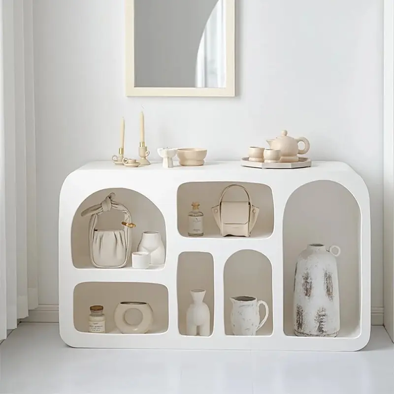 Console (10) طاولة كونسول بتصميم مبدع مع أرفف مقوسة - Image 1