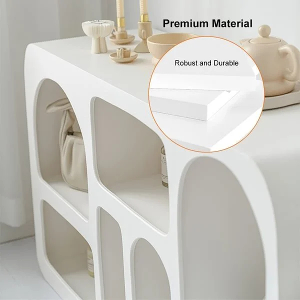 طاولة كونسول بتصميم مبدع مع أرفف مقوسة