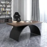 طاولة مكتب بشكل مستطيل مع قاعدة منحنية