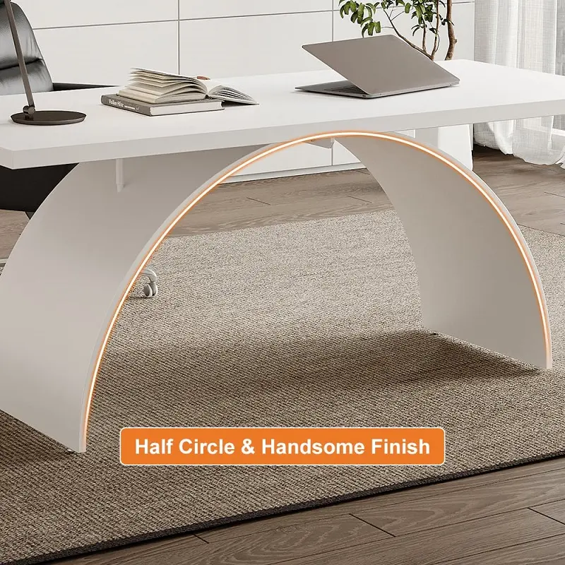 طاولة مكتب بشكل مستطيل مع قاعدة منحنية
