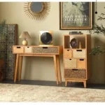 طاولة كونسول مع خزانة جانبية بتصميم ريفي