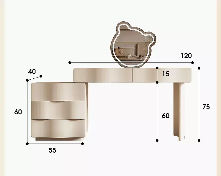 تسريحة غرفة نوم مع مرأة مستديرة