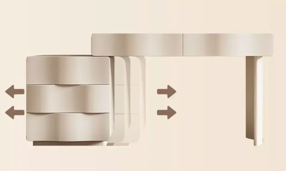 تسريحة غرفة نوم مع مرأة مستديرة