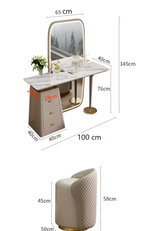 تسريحة غرفة نوم مع مراة طويلة