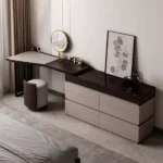 طاولة تسريحة بطاولة جانبية متصلة متحركة