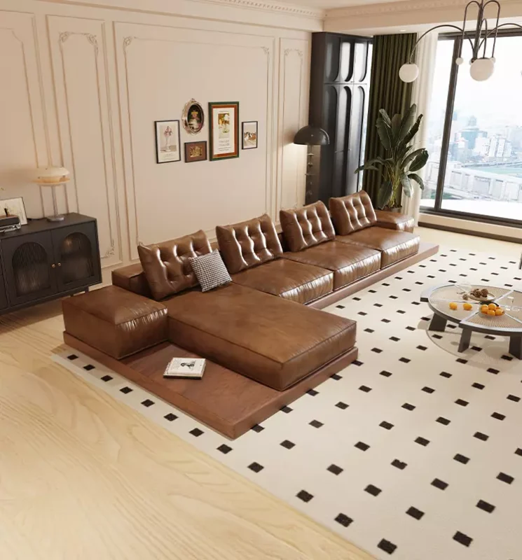 كنب زاوية جلد