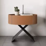 ⁦طاولة سرير حديثة بتصميم بيضاوي⁩ - الصورة ⁦4⁩