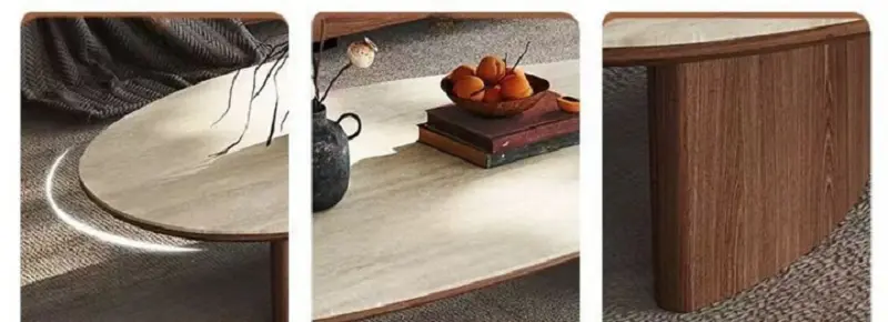 طاولة طعام خشبية بيضاوية مع كراسي مودرن