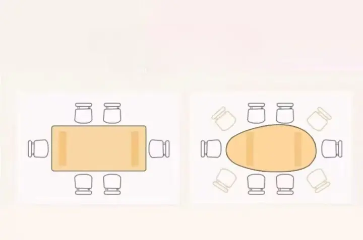 طاولة طعام خشبية بيضاوية مع كراسي مودرن