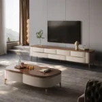 طقم طاولة قهوة مع تلفاز بتصميم ايطالي