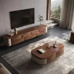 طقم طاولة قهوة مع تلفاز بتصميم ايطالي