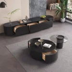 طقم طاولة قهوة مع تلفاز بطراز ايطالي