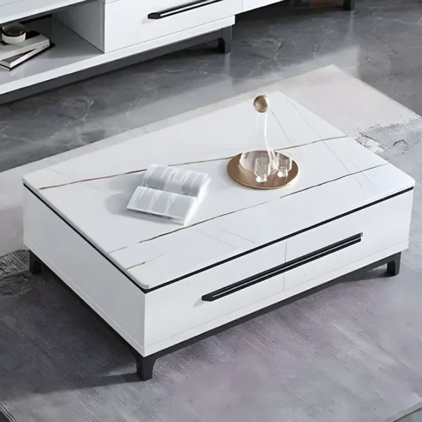 طقم طاولة قهوة مع تلفاز بتصميم مودرن