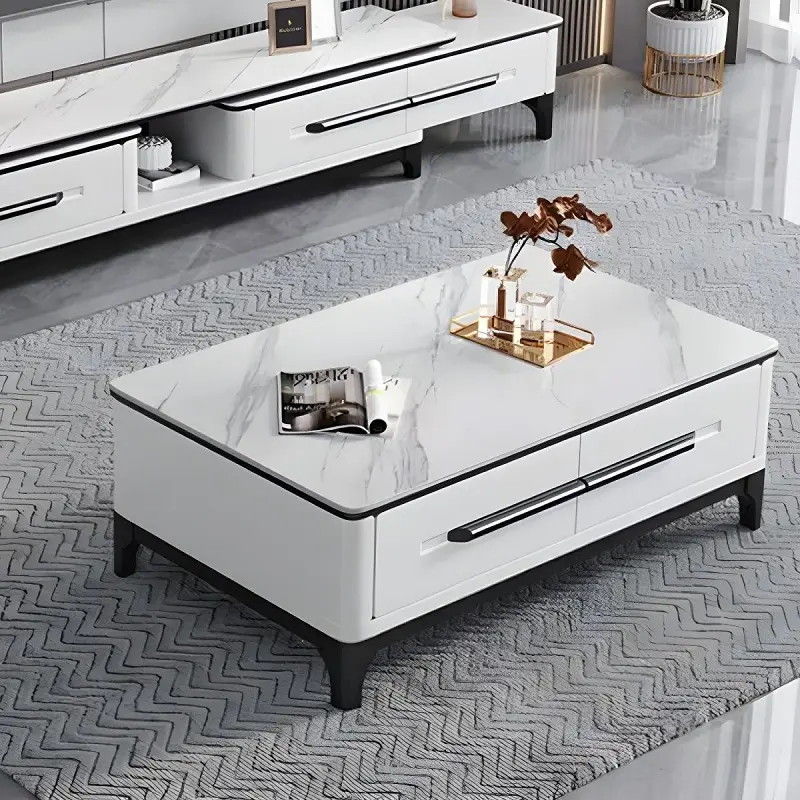 طقم طاولة قهوة مع تلفاز بتصميم مودرن