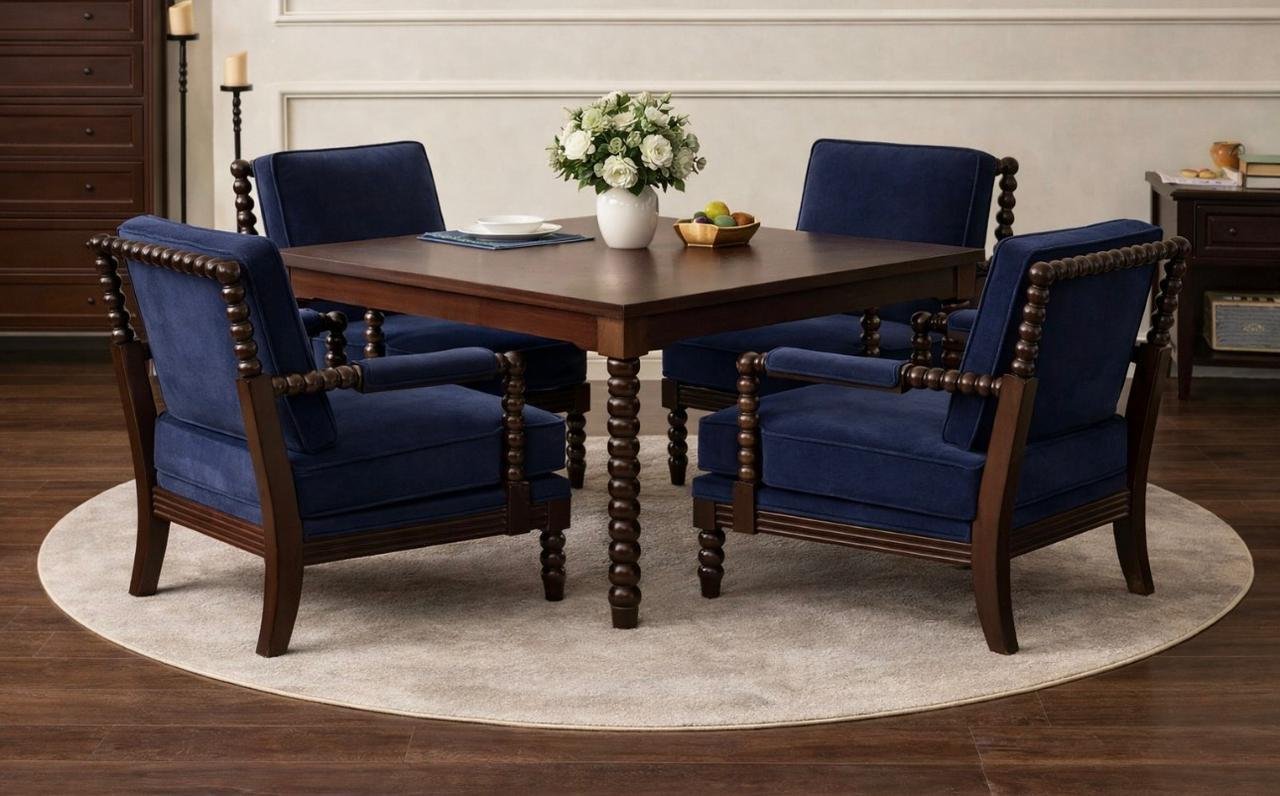 WhatsApp Image 2026-01-28 at 2.08.54 PM طاولة طعام مربعة بتصميم عتيق - الصورة 1