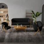 طقم كنب مودرن خشب من تصميم اسكندافي