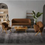 طقم كنب مودرن خشب من تصميم اسكندافي