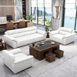 طقم كنب جلد مكتبي مودرن بتصميم فاخر