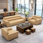 طقم كنب جلد مكتبي مودرن بتصميم فاخر