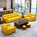 طقم كنب جلد مكتبي مودرن بتصميم فاخر