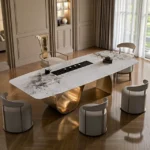 طاولات طعام مودرن بإطار ذهبي